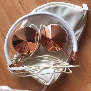 Frends white and rose gold headphones